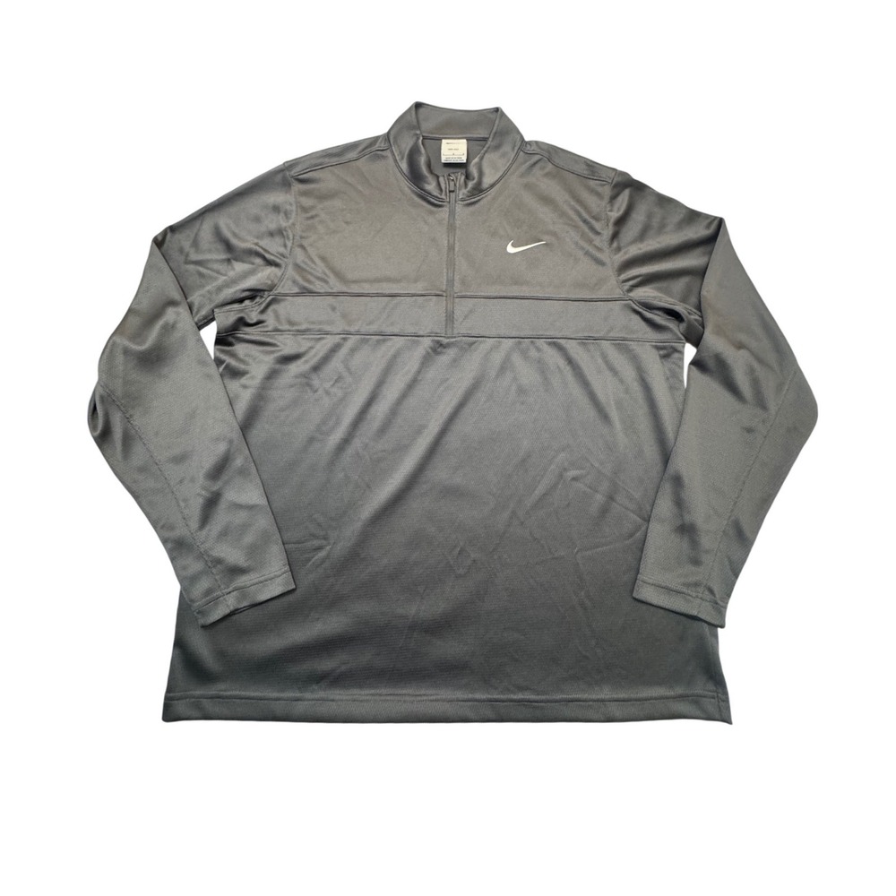 Nike Mens Dri-FIT Quarter Zip Pullover Gray Athletic Training Shirt Large